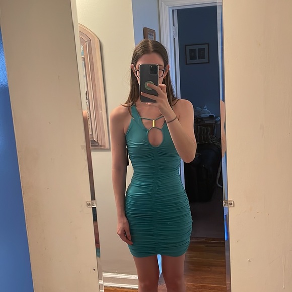 Guess Dresses & Skirts - NWT Guess teal bodycon ruched mini dress